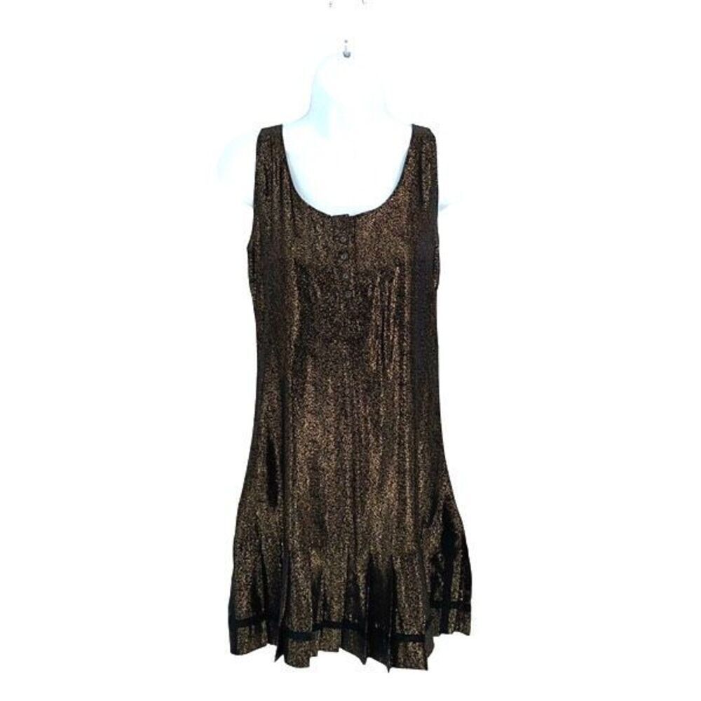 Dallin Chase Womens Shimmering Sleeveless Pleated Mini Dress Gold Size 8